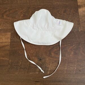 Ruffle Butts White Sun Hat with Chin Ties 6-12M